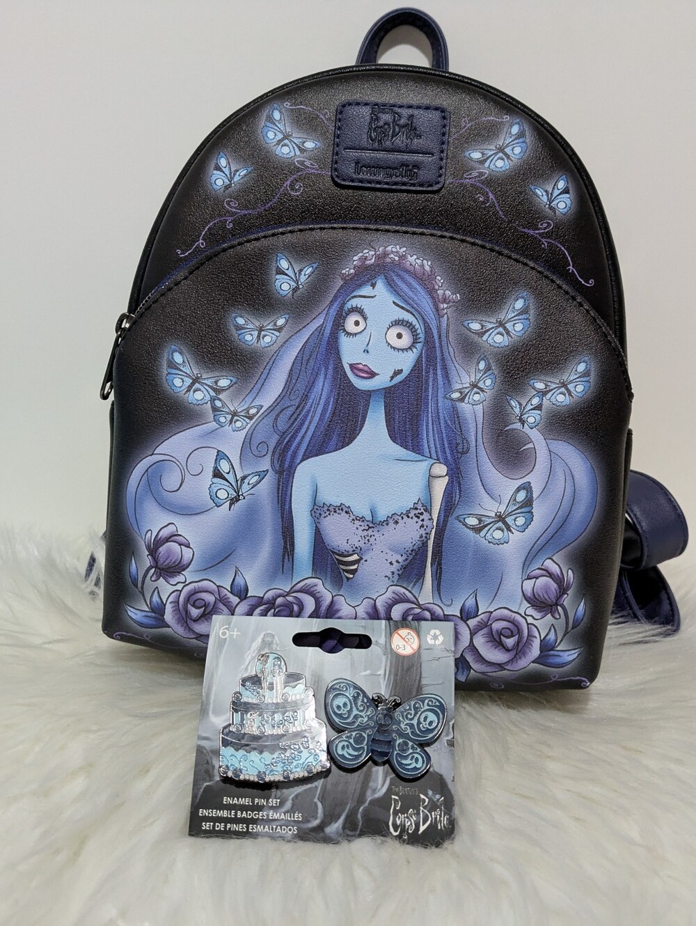 Loungefly The Corpse Bride Emily Butterfly Mini Backpack & Loungefly Pin Set NEW